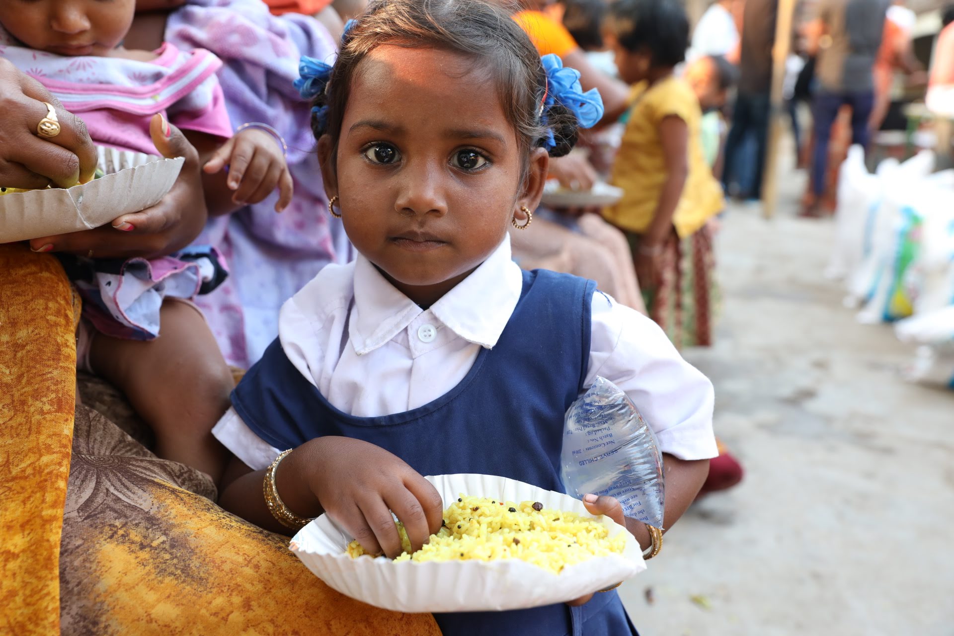 Children receiving food